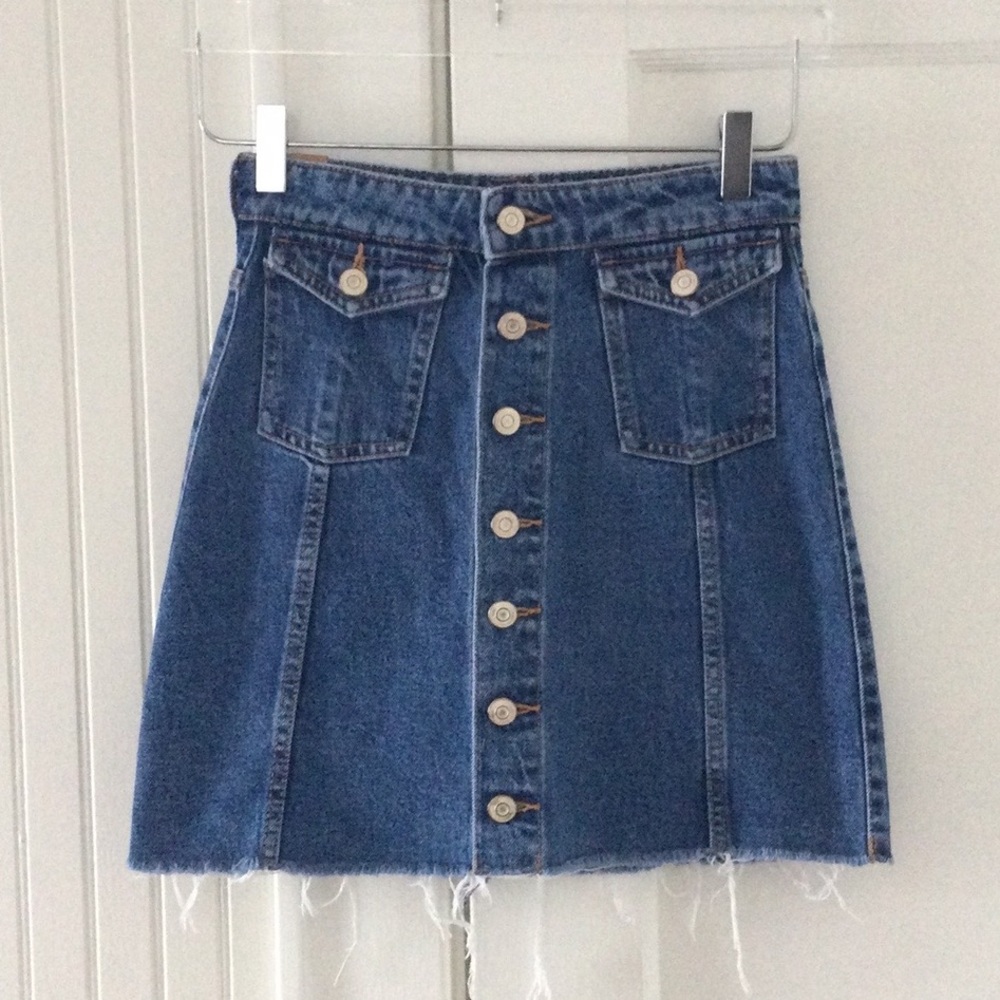 Zara Denim Front Button Mini Skirt